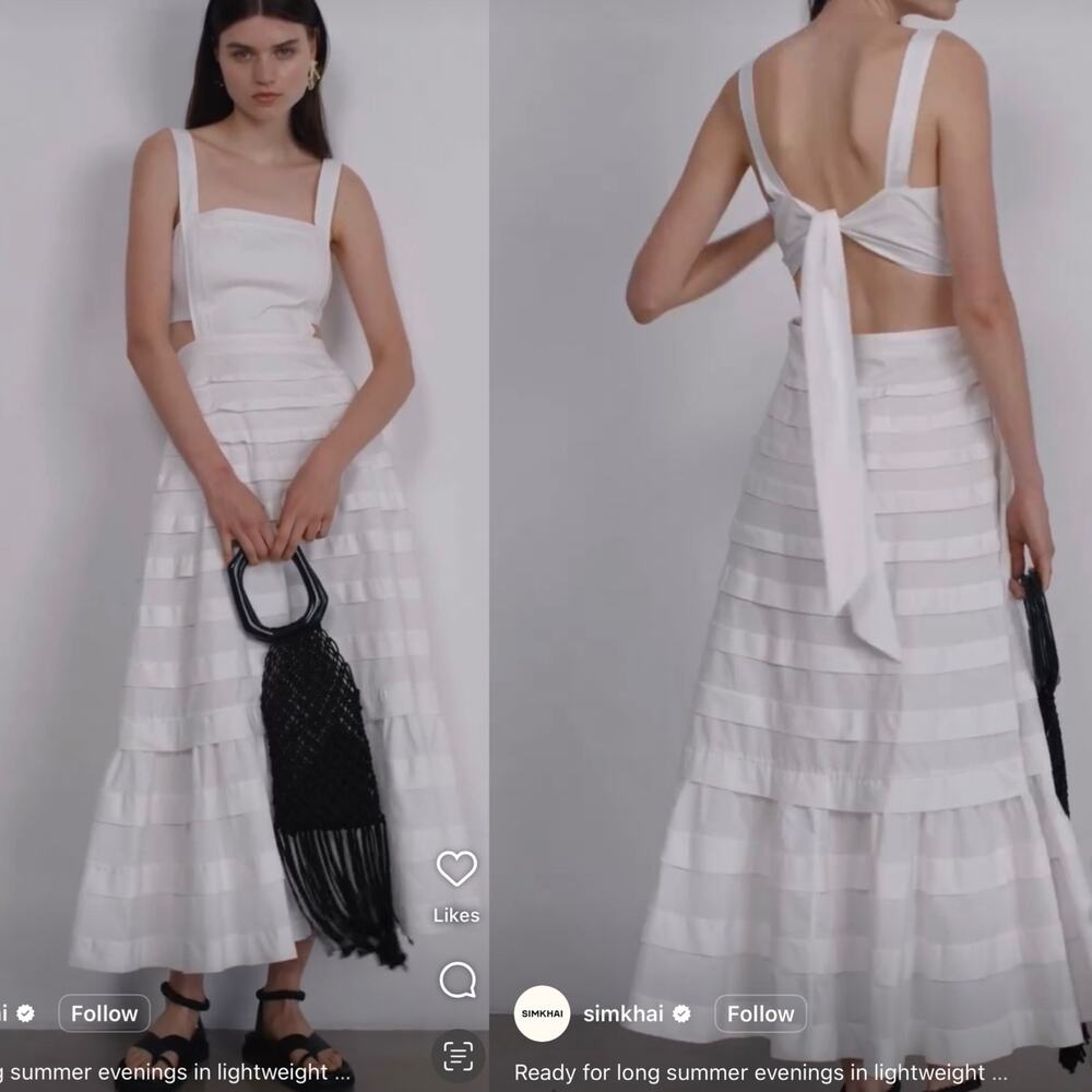 NWT Jonathan Simkhai Sicillia Dress White Poplin Pleated Bridal Preppy Size 8 - Picture 11 of 16